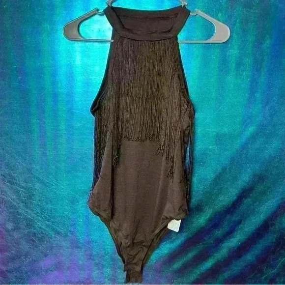 Trendy boutique Tops - Brown Fringe body suit NEW WITH TAGS